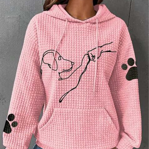 Damen - Kuscheliger Kapuzenpulli - Weicher Stoff - Süßem Hundedruck - Perfekt für gemütliche Tage