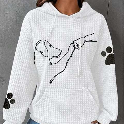 Damen - Kuscheliger Kapuzenpulli - Weicher Stoff - Süßem Hundedruck - Perfekt für gemütliche Tage