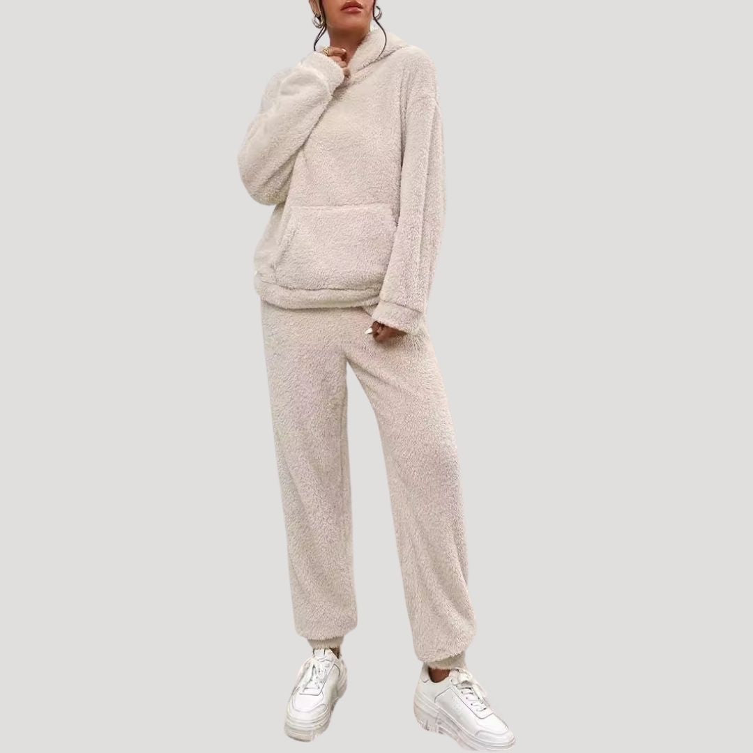 Damen - Fleece Loungewear Set - Bequem & Warm - Winter Trainingsanzug
