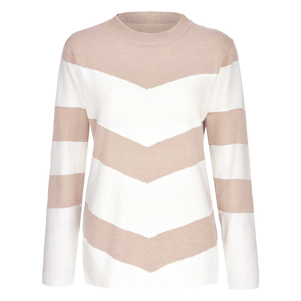 Damen - Pullover mit Chevron-Muster - Rundhalsausschnitt - Stilvoller Komfort für jede Gelegenheit
