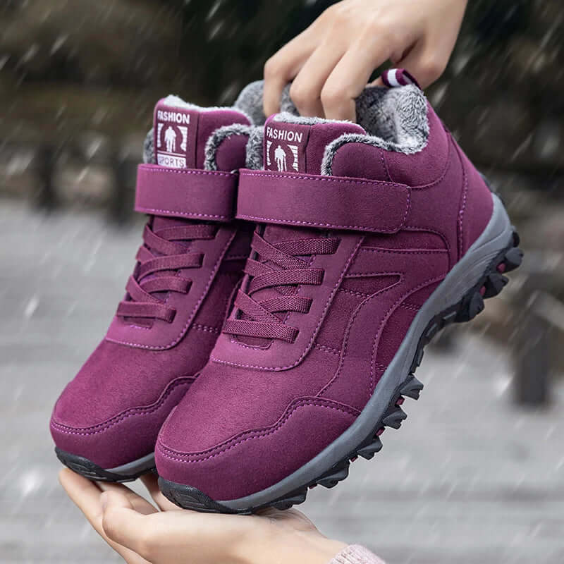Damen - Pelz Gefütterte Stiefeletten - Gebürstetem Material - Rutschfest und Stylisch - Ideal für kalte Tage