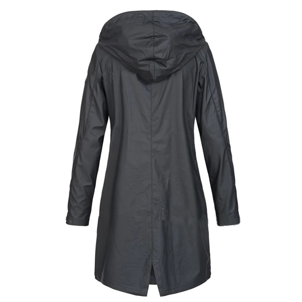 Damen - Lange Herbstjacke - Hohem Kragen - Stilvoll und Bequem für die kühle Jahreszeit