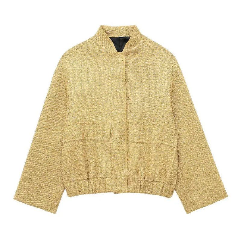 Damen - Kurze Jacke - Leichten Pailletten - Trendy & Schick - Perfekt für Ausgehen