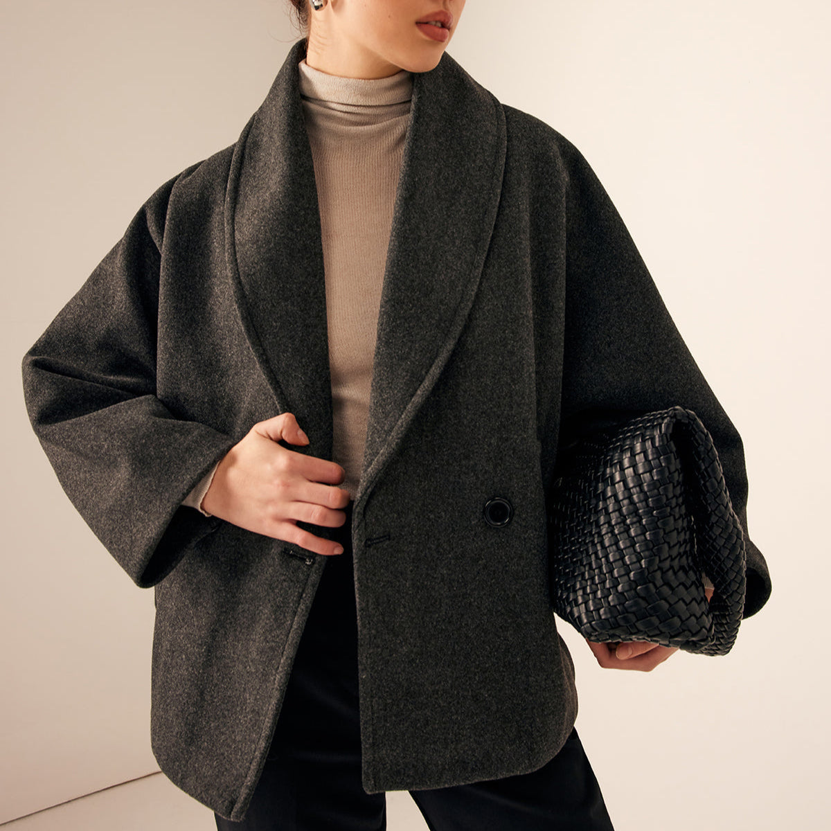 Damen - Klassischer Tweed Mantel - Kurzer Stil - Eleganter und zeitloser Look für jede Gelegenheit