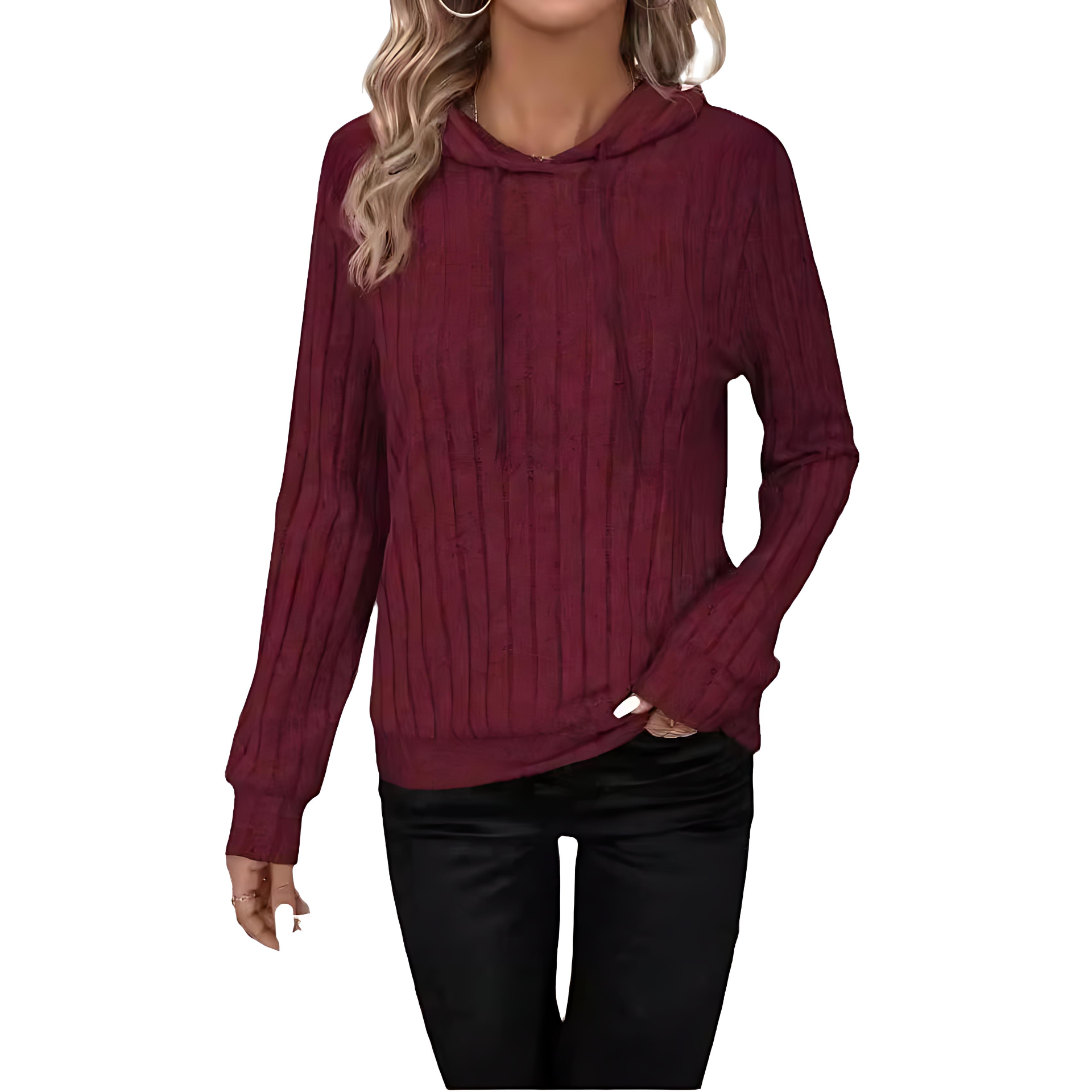 Damen - Fleece Kapuzenpullover - Kuscheliges Rippendesign - Bequemer und Stilvoller Freizeitlook