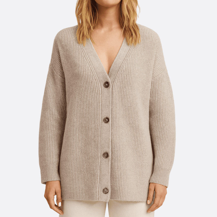 Damen - Gemütliche Strickjacke - Übergröße - Weicher Rippenstrick für perfekten Komfort