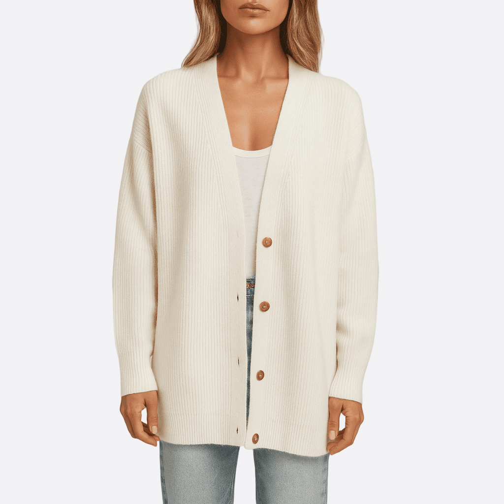 Damen - Gestreifte Strickjacke mit Knopfleiste - Weichem Strickstoff - Gemütlicher Stil für jeden Anlass