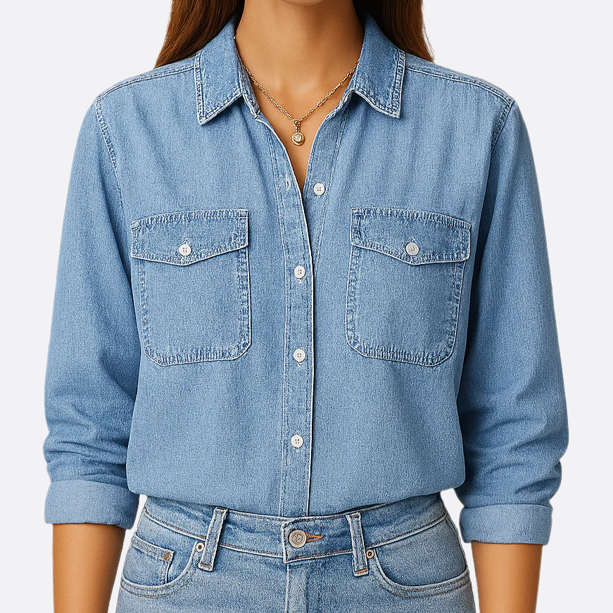 Damen - Hemd aus Vintage - Denim - Übergroßes - Stylischer Look für jeden Anlass