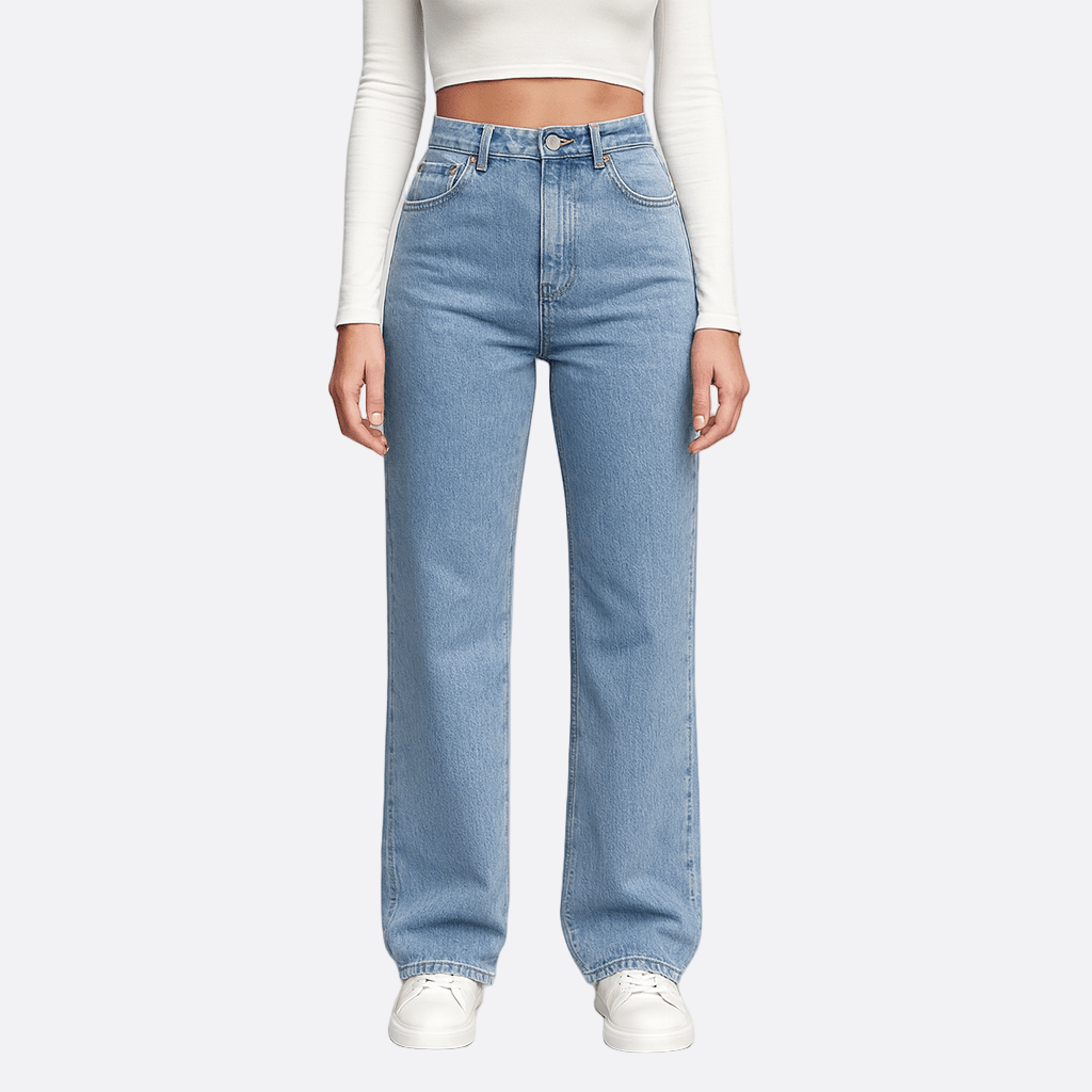 Damen - Hochtaillierte Gerade geschnittene Jeans - strapazierfähigem Denim - Klassischer Denim für zeitlosen Stil