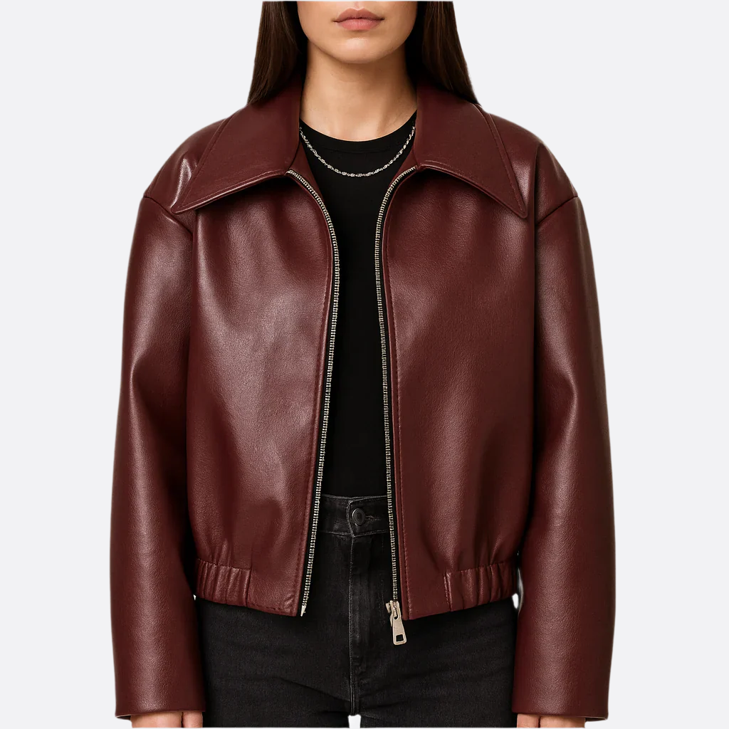 Damen - Jacke - Leder - Entspannte Passform - Stylische und Bequeme Oberbekleidung für Alltag und Freizeit