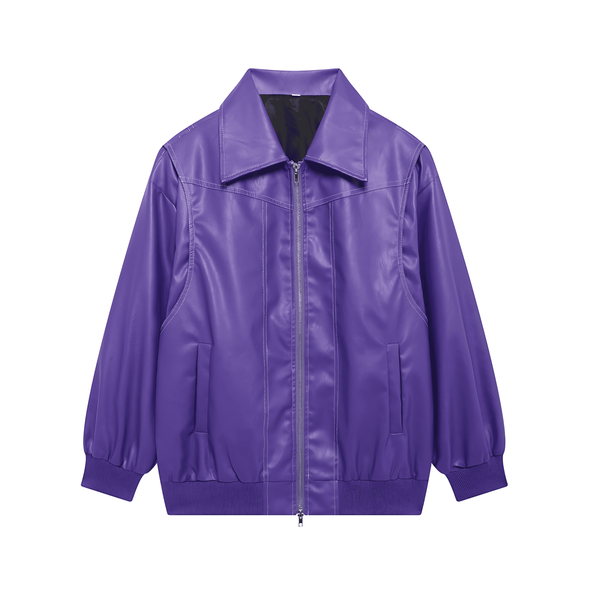 Damen - Jacke mit elastischen Manschetten - Kunstleder - Trendige Mode für jeden Anlass