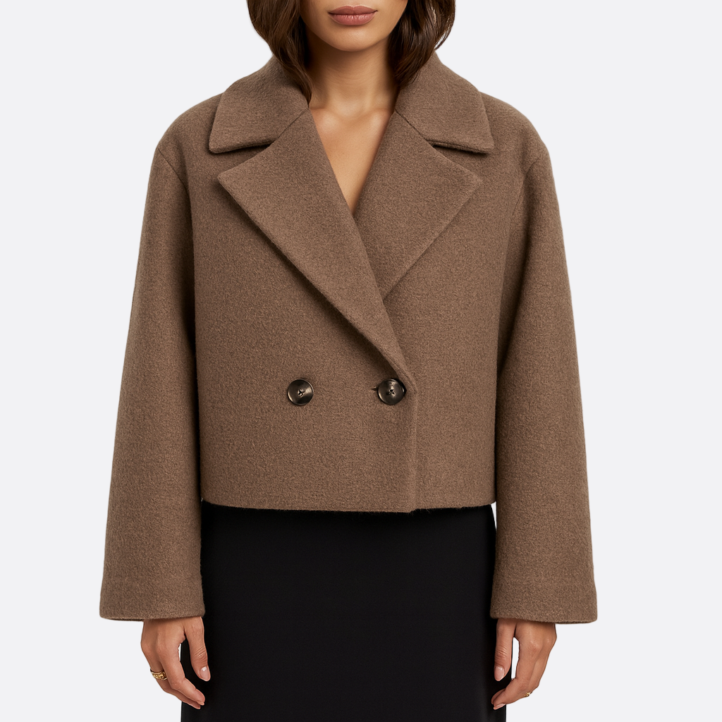 Damen - Jacke mit schmalem Revers - Weiche Stoff - Elegante Herbst Winter Jacke für stilvolle Looks