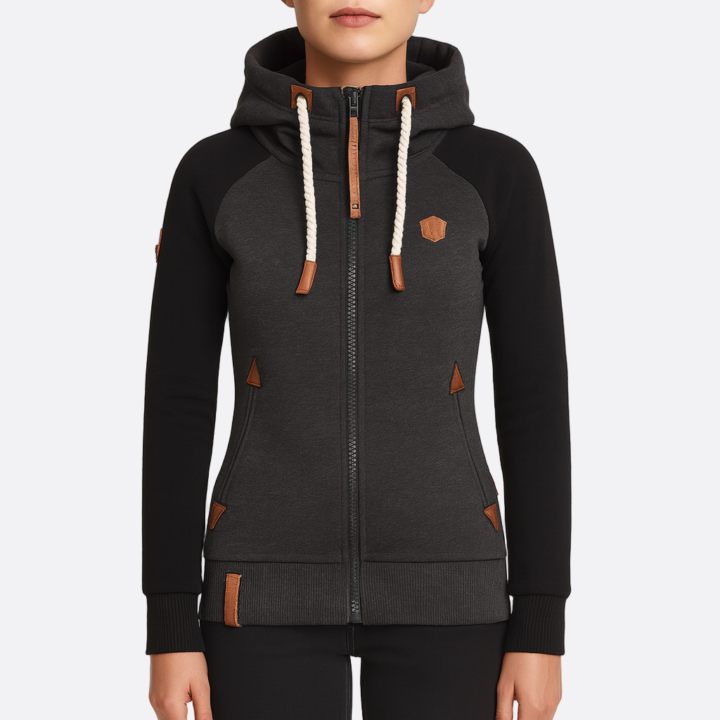 Damen - Kapuzenjacke - Reißverschluss - Bequemer Langarm-Pullover für lässige Outfits