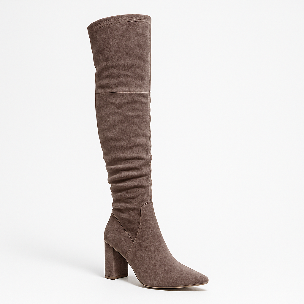 Damen - Kniehohe Stiefel - Hoher Blockabsatz - Modischer Stil für jeden Anlass