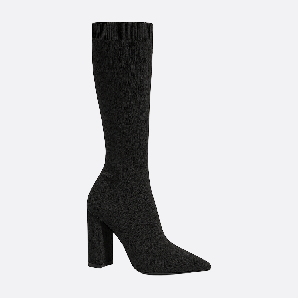 Damen - Kniehohe Stiefel mit Sock Fit - Spitz zulaufend für stilvolle Eleganz