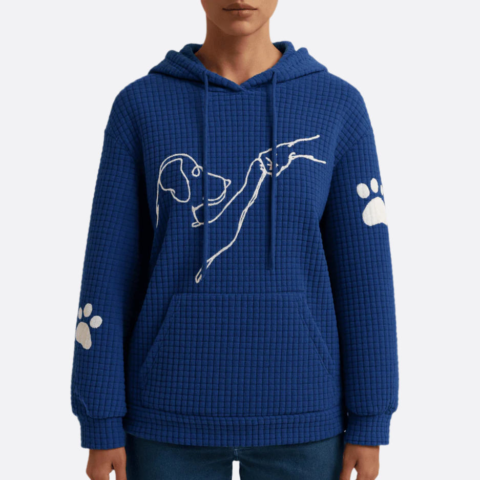 Damen - Kuscheliger Kapuzenpulli - Weicher Stoff - Süßem Hundedruck - Perfekt für gemütliche Tage