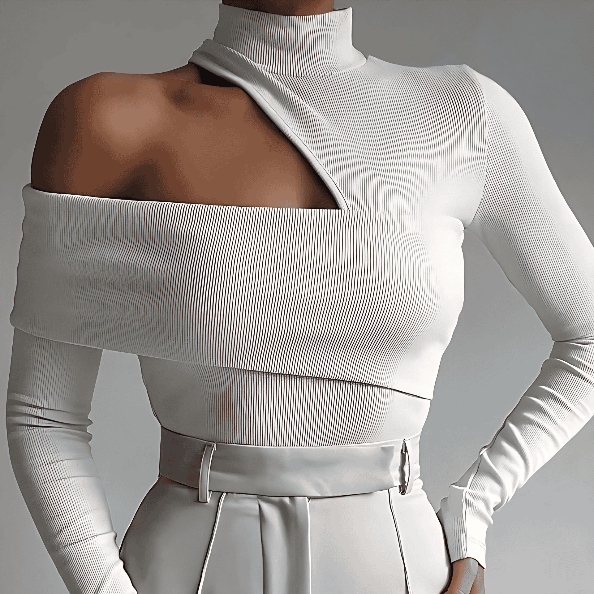 Damen - Langärmliges Stricktop - Schicke Rückenausschnitte - Modisches Oberteil für jeden Anlass