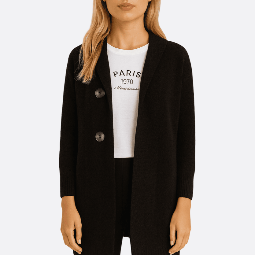 Damen - Lange Strickjacke - Wolle - Entspannte Passform für Stil und Komfort