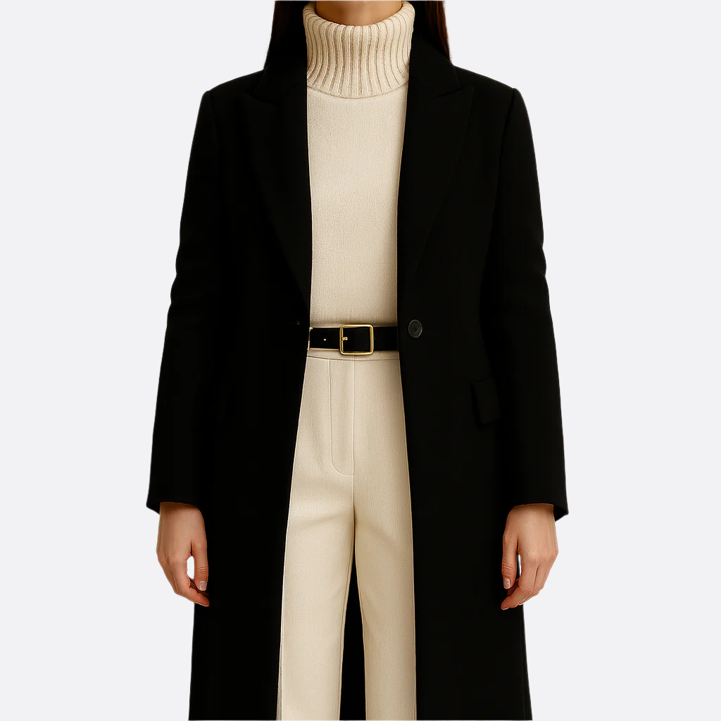 Damen - Langer Mantel - Hochwertigem Material - Elegante Wintermode - Stilvolle Winterkleidung