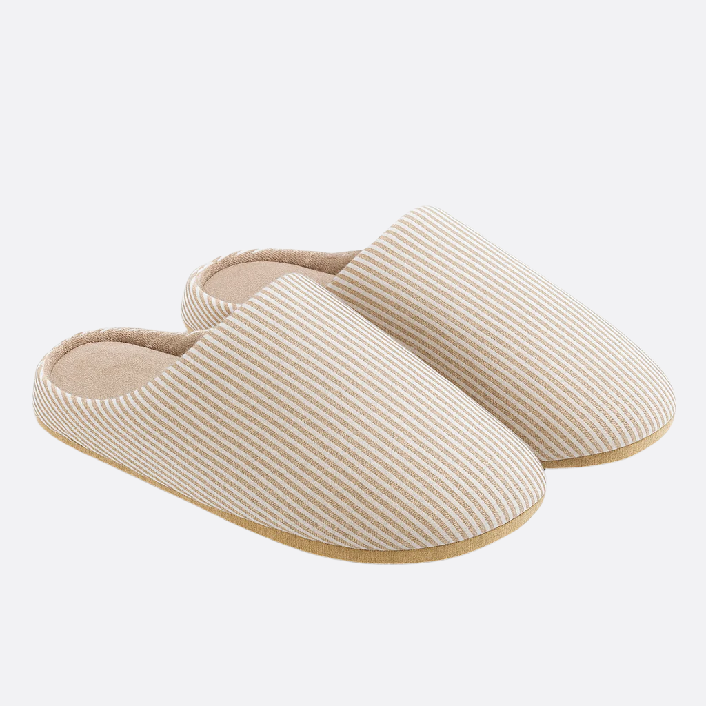 Damen - Gestreifte Hausschuhe - Rutschfesten Sohle - Bequeme Innenschuhe für Zuhause - Gemütlichkeit und Stil vereint