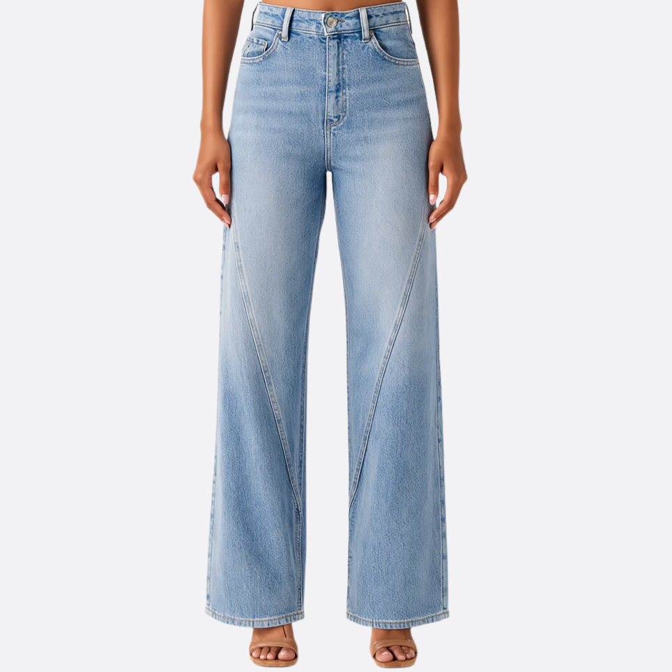 Damen - Hohe Taille Jeans - Denim - Weit geschnittene, stylische & bequeme Passform für jeden Anlass