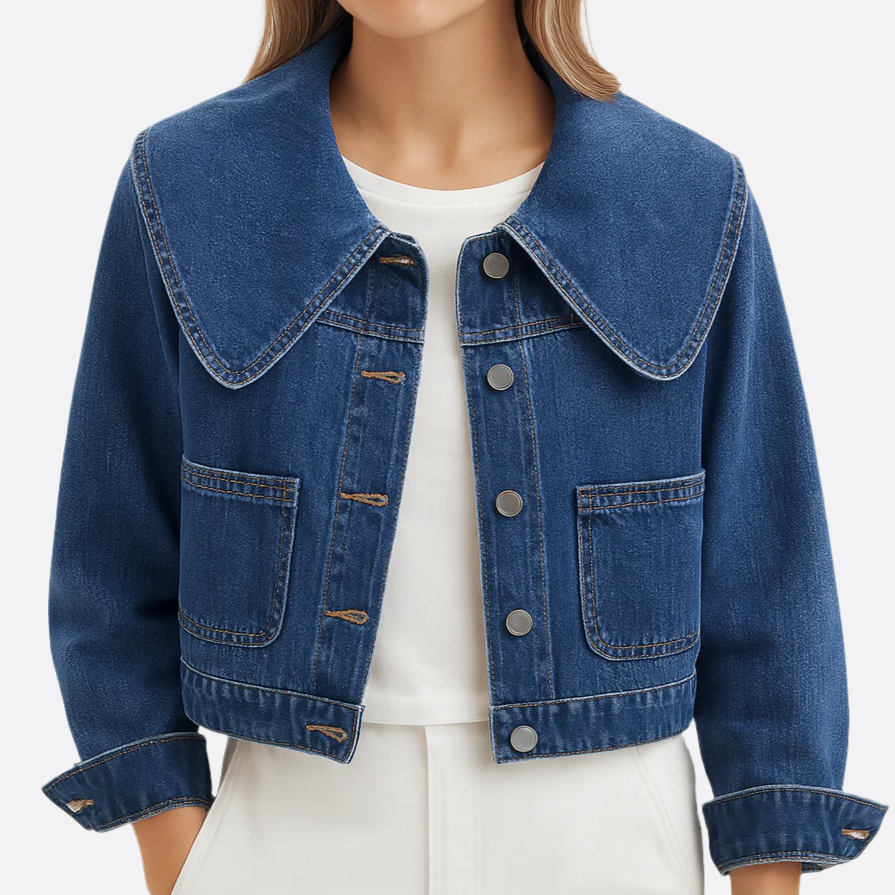 Damen - Jacke - Denim - Vintage-Stil mit Matrosenkragen - Stilvolle und trendige Oberbekleidung