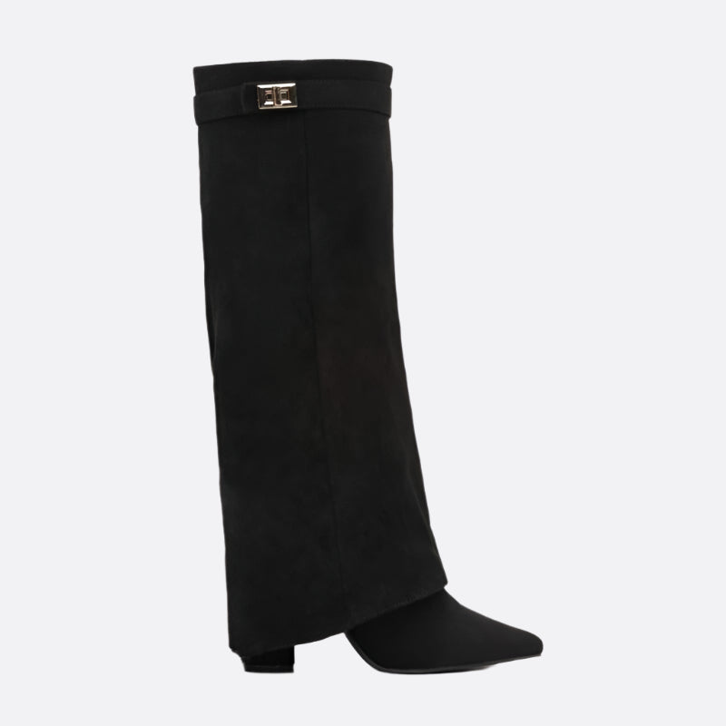 Damen - Kniehohe Stiefel - Spitz zulaufendes Leder - Reißverschluss - Elegante Boots für jeden Anlass