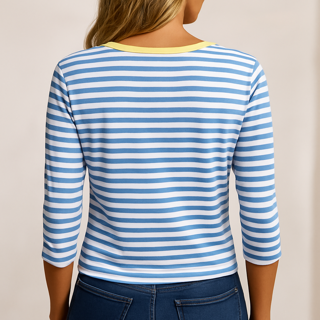 Damen - Lässiges T-Shirt - Leichte Baumwolle - V-Ausschnitt - Komfort und Stil