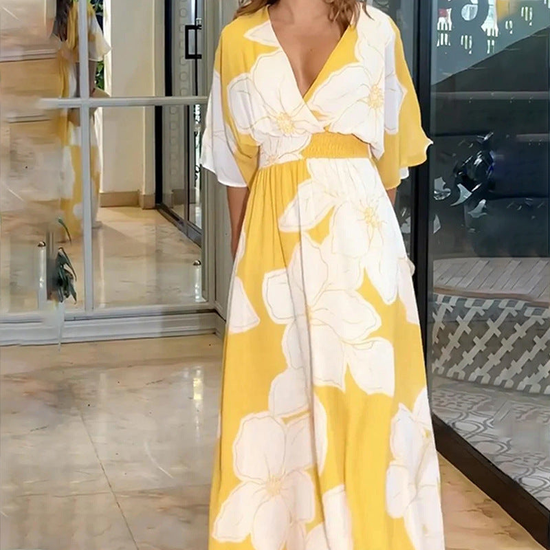 Damen - Floral Harmony Kleid - Hochwertiger Stoff - Elegantes Design - Perfekt für jeden Anlass