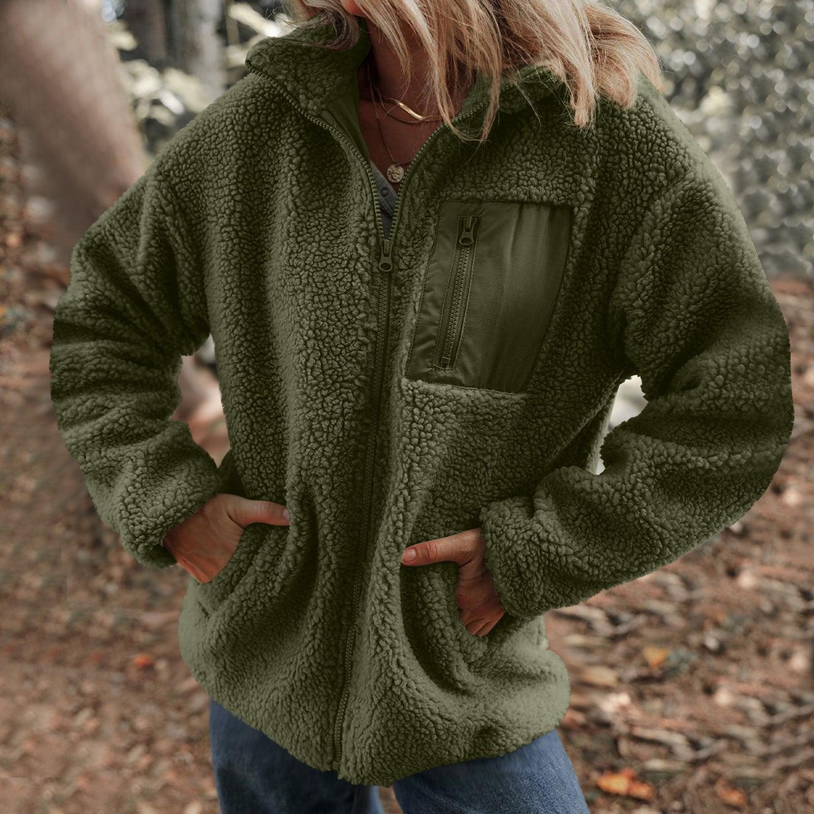 Damen - Fleecejacke - Hoher Kragen - Bequeme und warme Jacke für kühle Tage