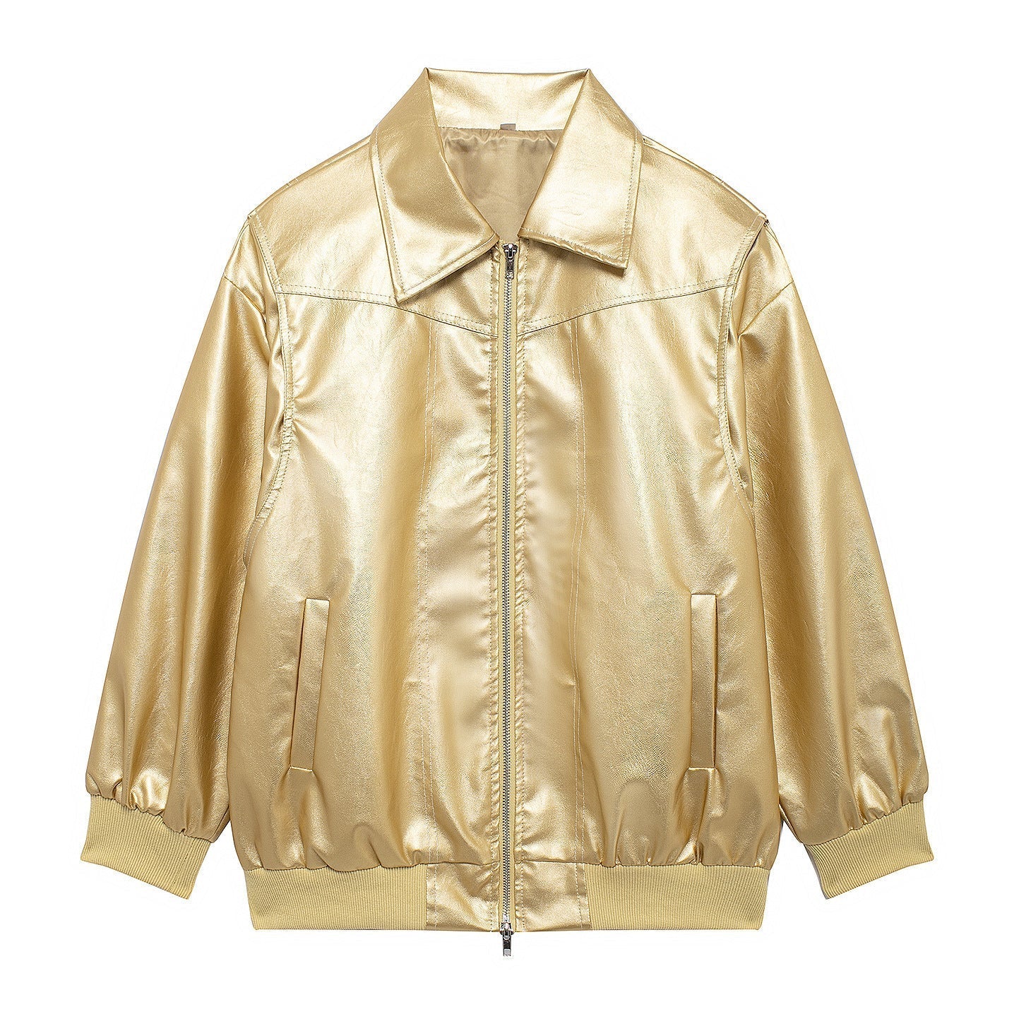 Damen - Jacke mit elastischen Manschetten - Kunstleder - Trendige Mode für jeden Anlass