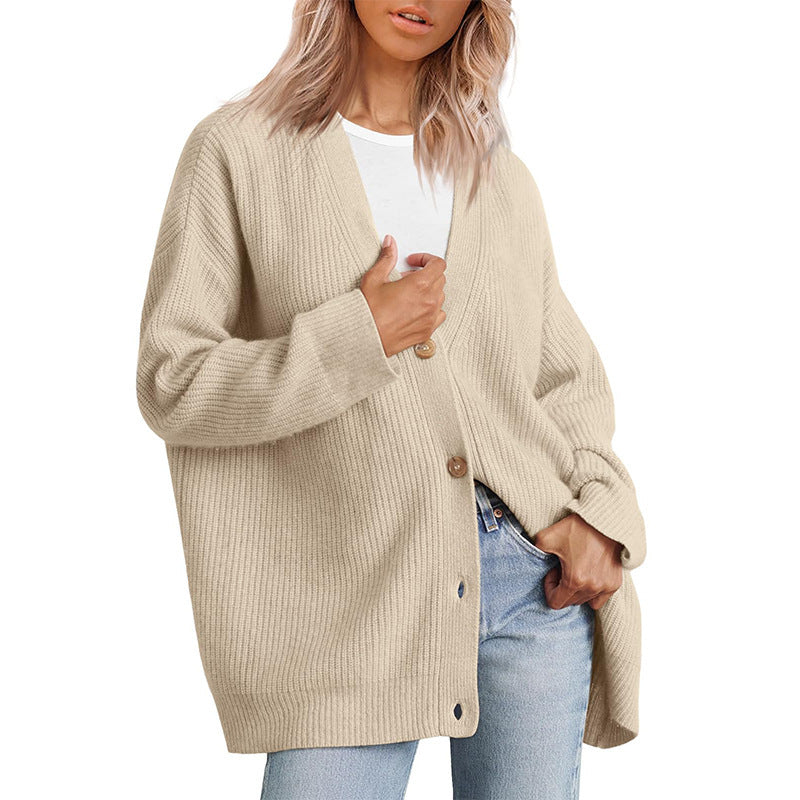 Damen - Gestreifte Strickjacke mit Knopfleiste - Weichem Strickstoff - Gemütlicher Stil für jeden Anlass