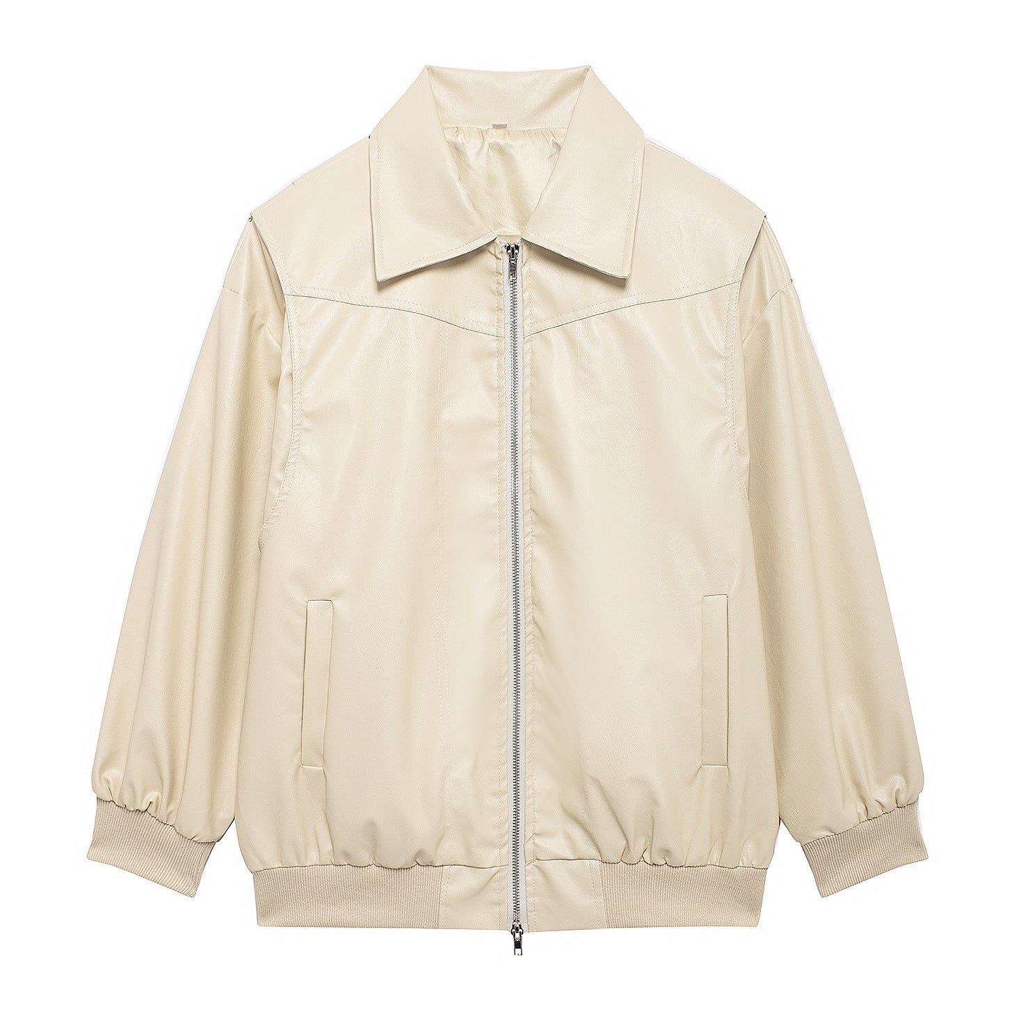 Damen - Jacke mit elastischen Manschetten - Kunstleder - Trendige Mode für jeden Anlass