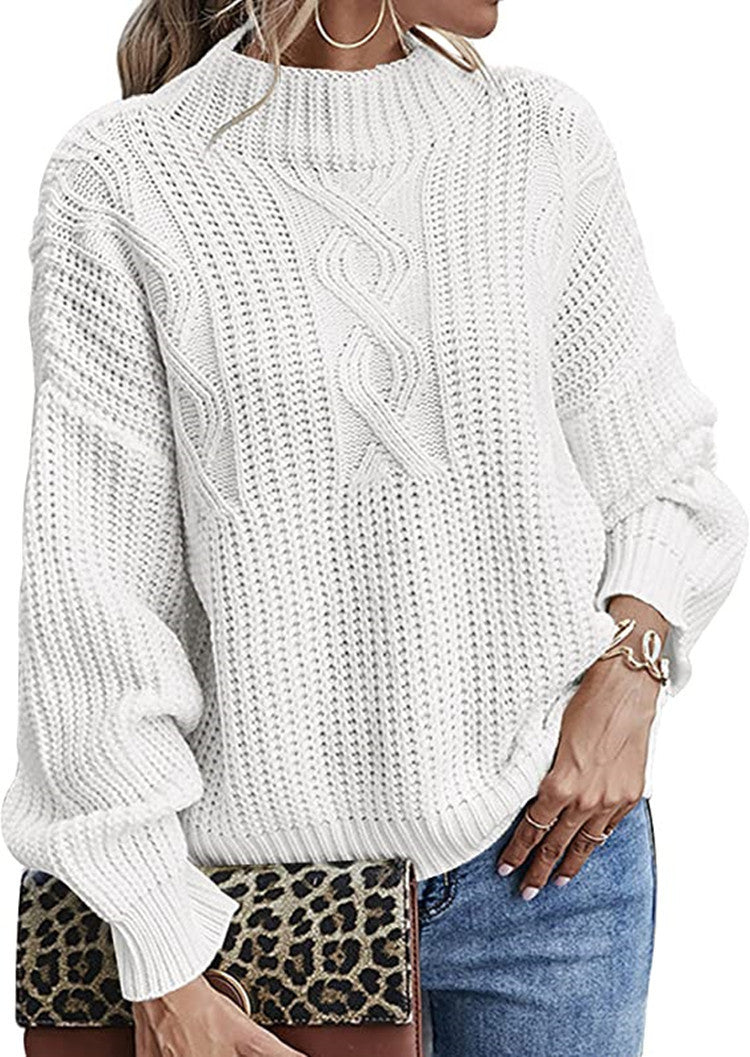 Damen - Eleganter Zopfstrick Pullover - Moderner Stil - Bequeme Passform - Ideal für jeden Anlass