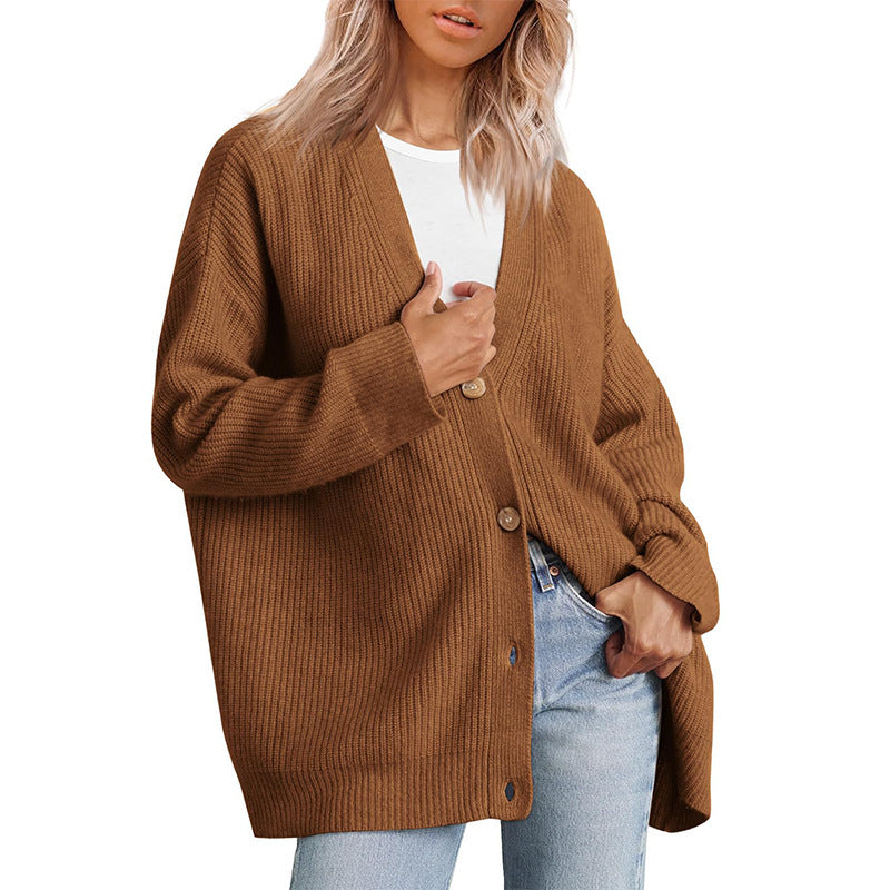 Damen - Gestreifte Strickjacke mit Knopfleiste - Weichem Strickstoff - Gemütlicher Stil für jeden Anlass