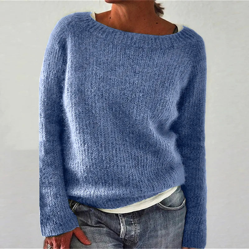 Damen - Langärmeliger Strickpullover - Weichem Stoff - Lockere Passform - Bequemer und stilvoller Strickpullover