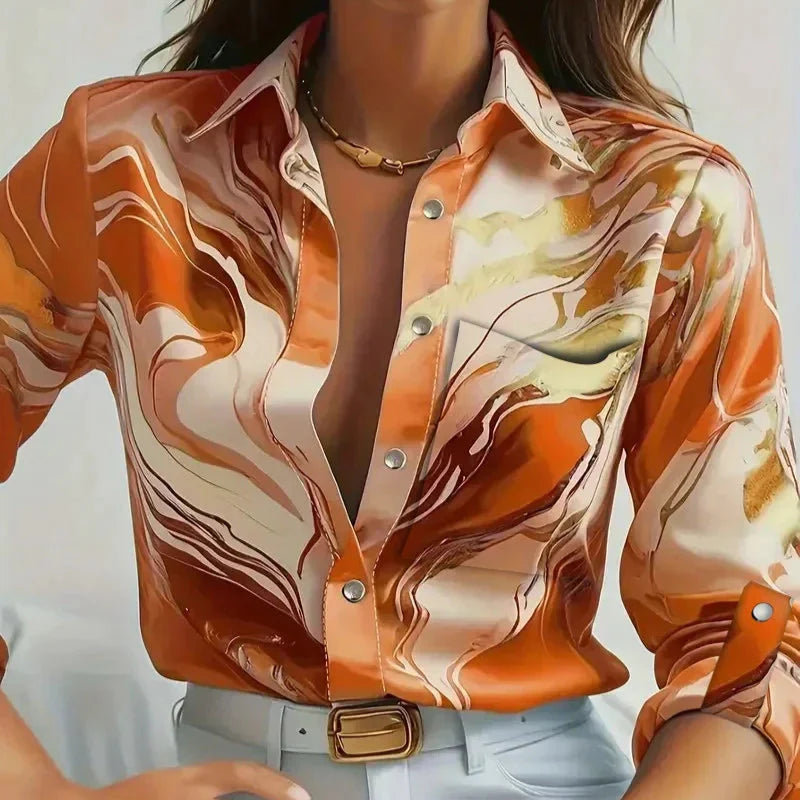 Damen - Hemd - Satinstoff - Fließendes elegantes Shirt für stilvolle Anlässe