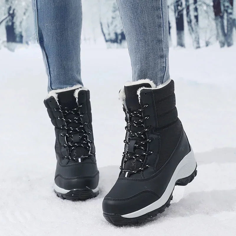 Damen - Lässige Plateau-Schneestiefel - Warm und Stylisch - Perfekt für Winterabenteuer