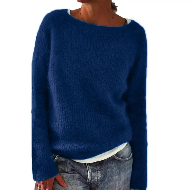 Damen - Langärmeliger Strickpullover - Weichem Stoff - Lockere Passform - Bequemer und stilvoller Strickpullover