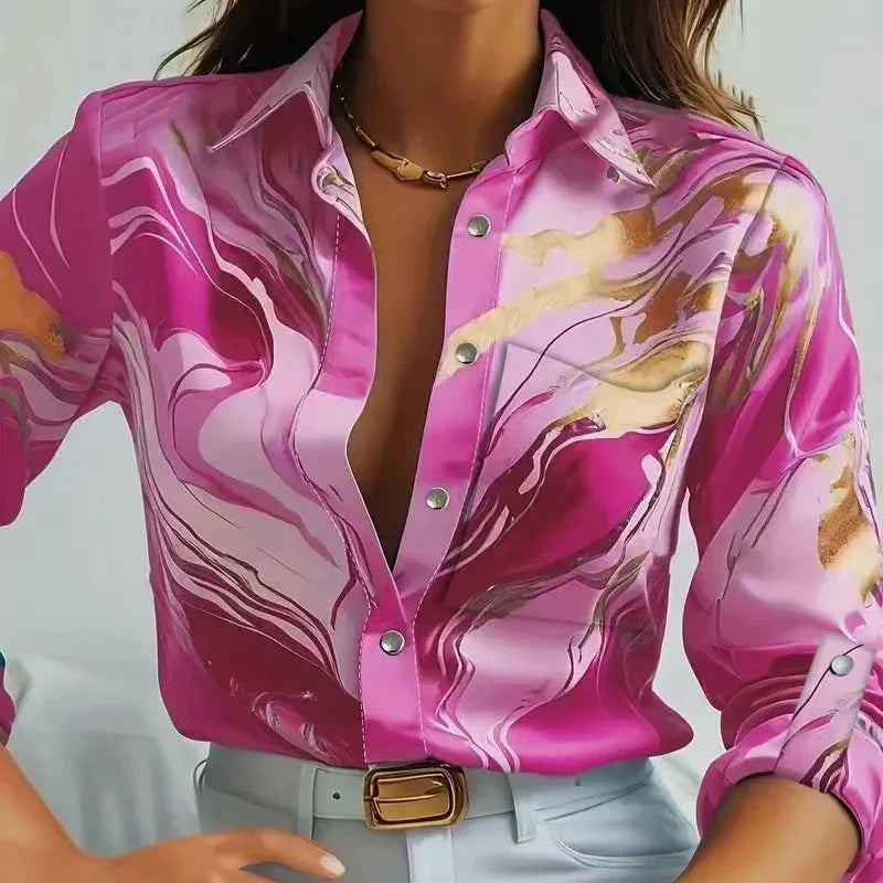 Damen - Hemd - Satinstoff - Fließendes elegantes Shirt für stilvolle Anlässe