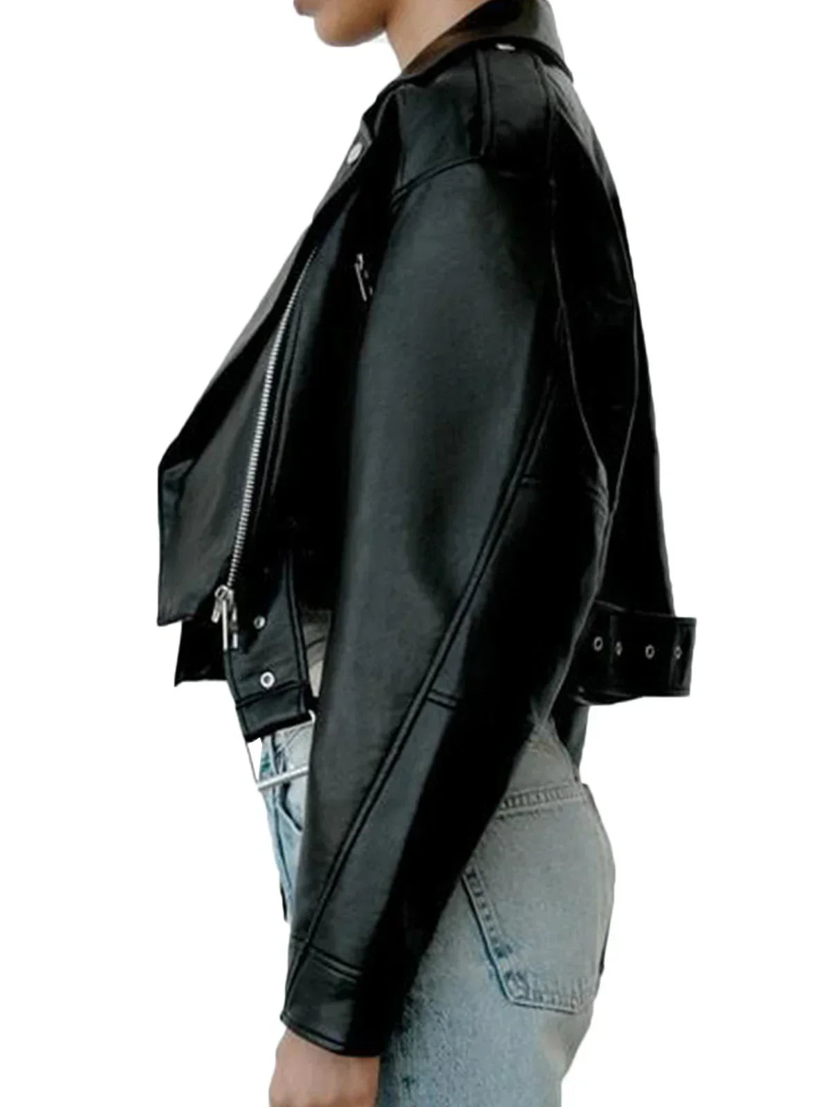 Damen - Klassische Bikerjacke - Hochwertiges Material - Lässiger Stil für jeden Anlass