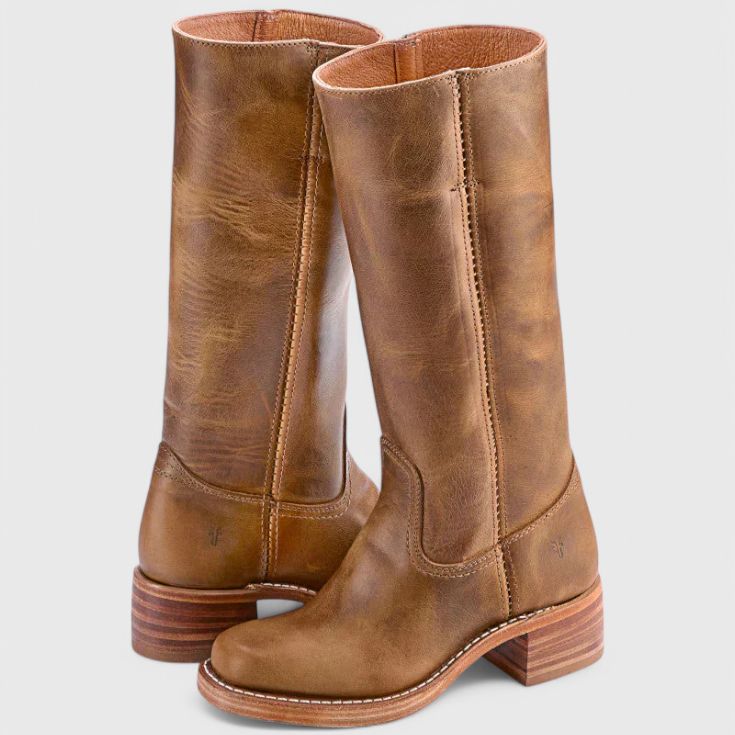 Damen - Kniehohe Stiefel - Runder Spitze - Stacked Heel - Modische Stiefel für jeden Anlass