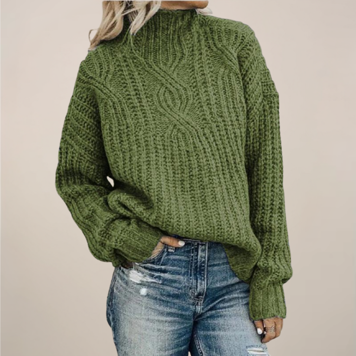 Damen - Pullover - Zopfstrick - Rundhalsausschnitt - Entspanntes Fit für jeden Anlass