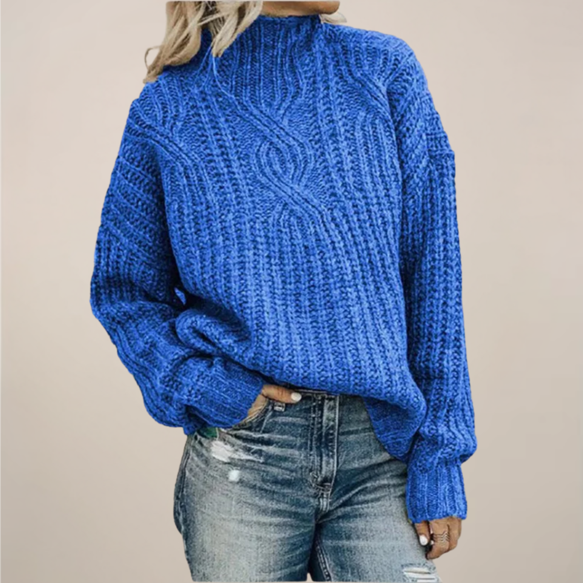 Damen - Pullover - Zopfstrick - Rundhalsausschnitt - Entspanntes Fit für jeden Anlass