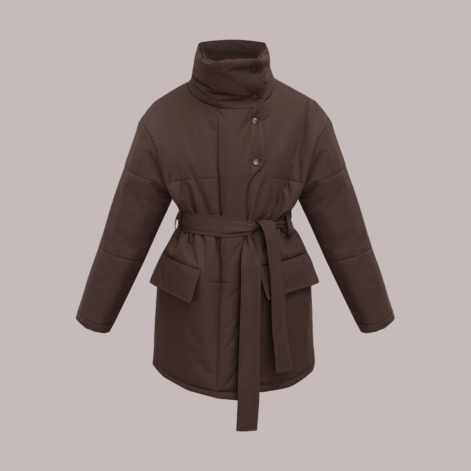 Damen - Gesteppte Baumwolljacke - Übergröße mit Gürtel - Stilvolle und Bequeme Oberbekleidung