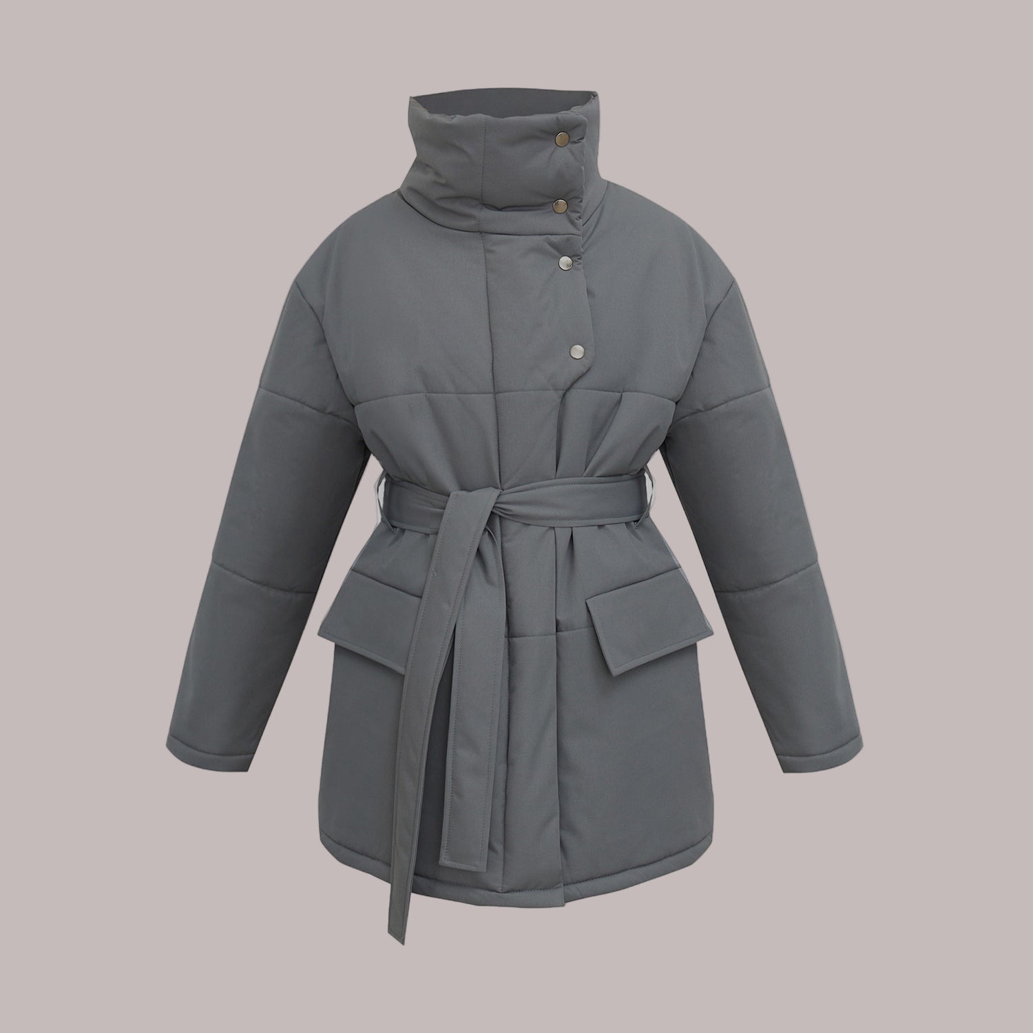 Damen - Gesteppte Baumwolljacke - Übergröße mit Gürtel - Stilvolle und Bequeme Oberbekleidung