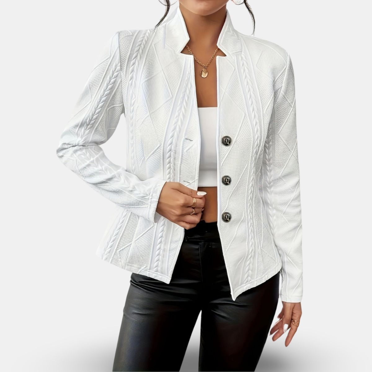 Damen - Geometrischer Blazer mit Struktur - Eleganter Schnitt für jeden Anlass
