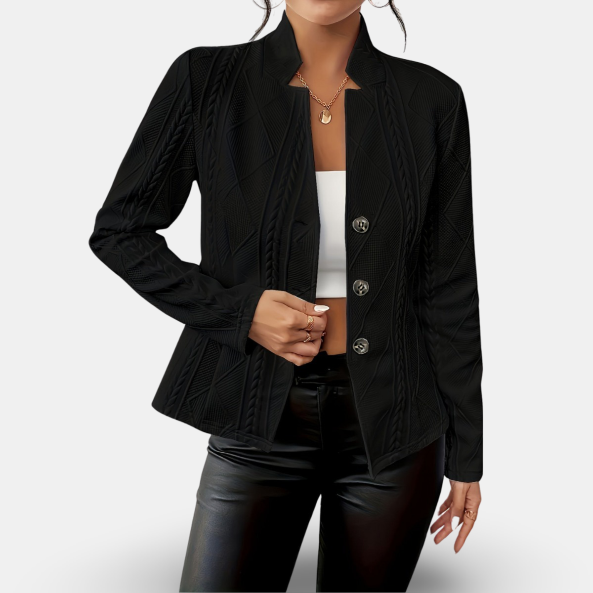 Damen - Geometrischer Blazer mit Struktur - Eleganter Schnitt für jeden Anlass