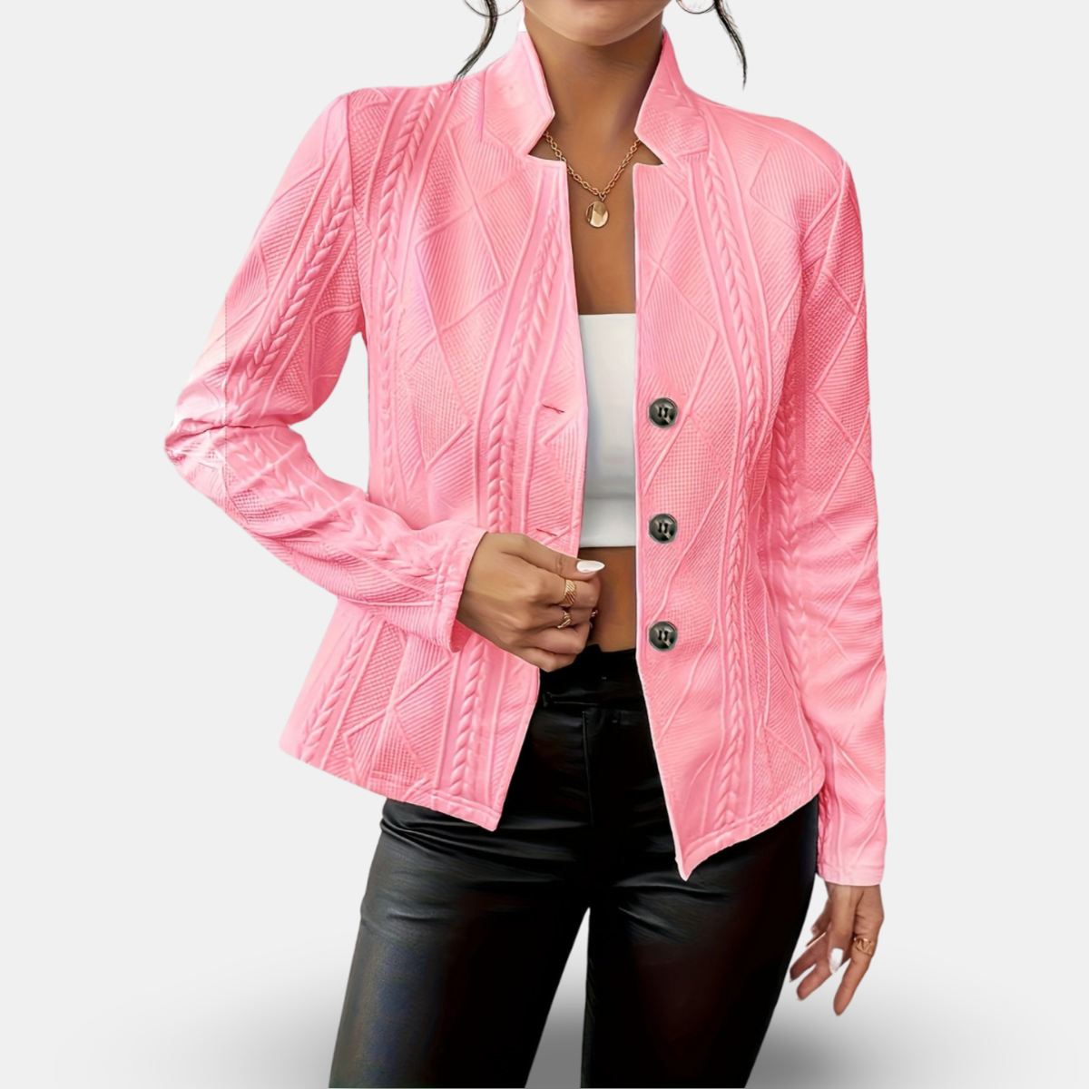 Damen - Geometrischer Blazer mit Struktur - Eleganter Schnitt für jeden Anlass