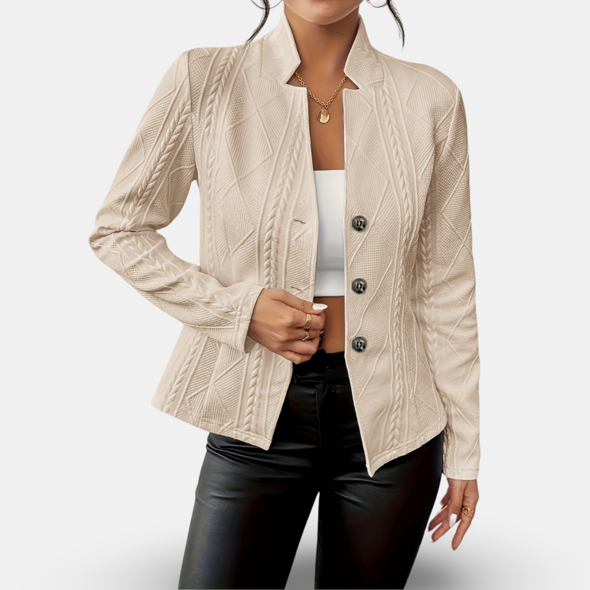 Damen - Geometrischer Blazer mit Struktur - Eleganter Schnitt für jeden Anlass